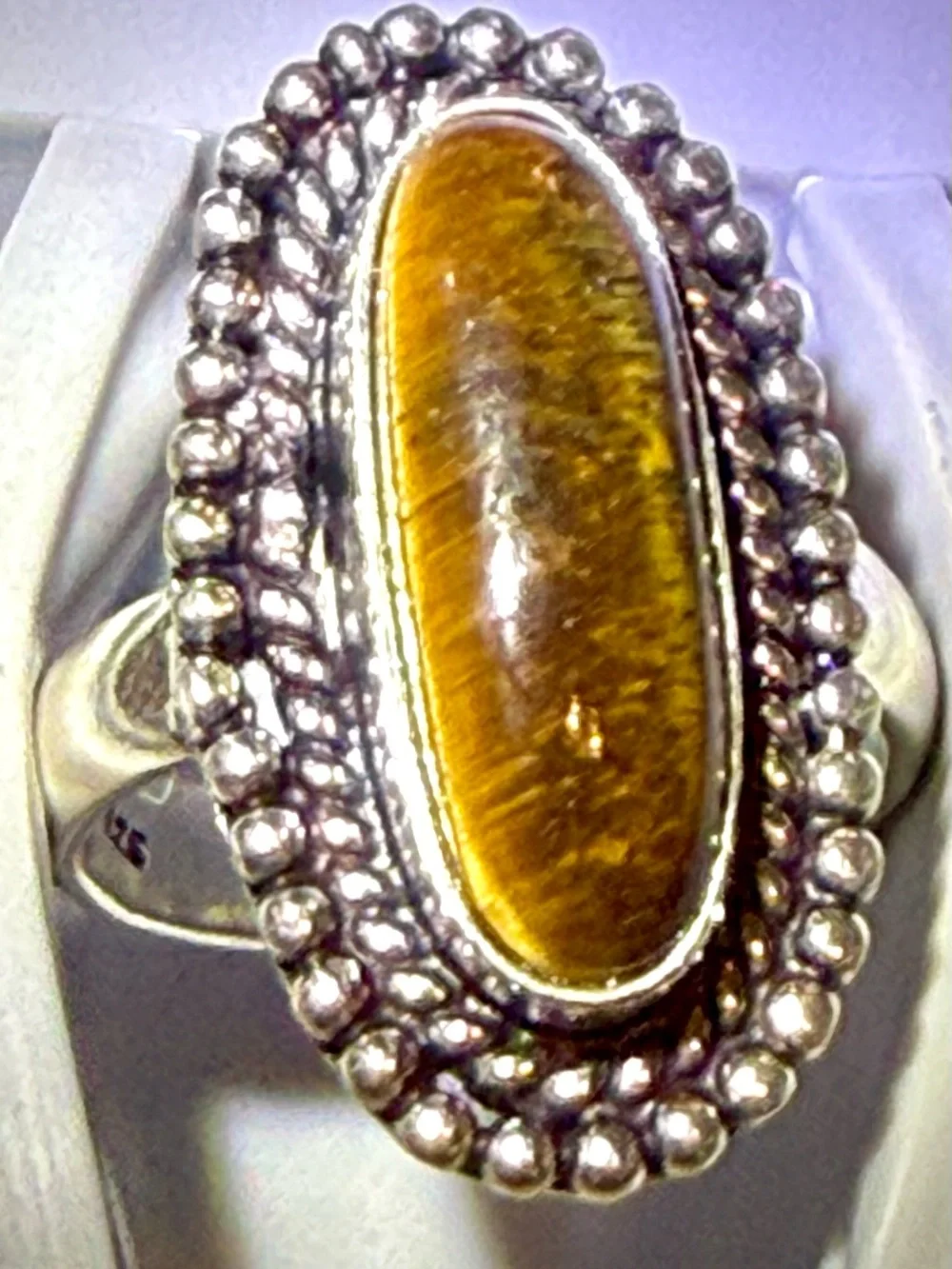 Sterling Silver Tiger's Eye Statement Ring - Brown